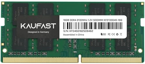 KAUFAST 16GB DDR4 2133MHz SO-DIMM Laptop RAM 1.2V CL15 2Rx8 PC4-17000 Dual Rank 260-Pin Notizbuch Arbeitsspeicher Speicher für Laptop KF2133D4S-16G