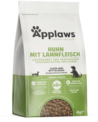 Applaws Adult Small & Medium Breeds Dog Dry Food 4kg – Chicken with Lamb Kibble (1 Pack), Grain-Free, High Protein, Natural Ingredients