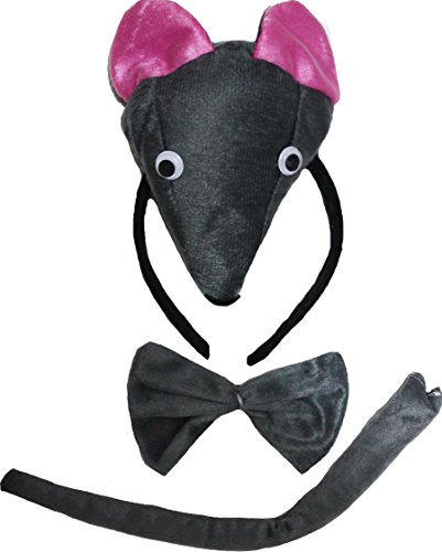 Petitebelle 3D Mouse Headband Bowtie Tail 3pc Party Costume for Children (One Size)