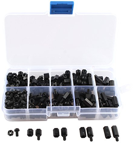 HALJIA 300 Vis M3 à tête hexagonale en nylon noir de longueur variable avec kit assorti