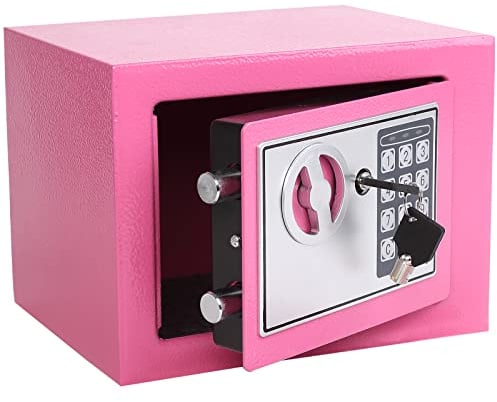 Yuanshikj Electronic Deluxe Digital Security Safe Box Keypad Lock Home Office Hotel Business Jewelry Gun Cash Use Storage (Pink, 17E)