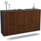 Dekati Sideboard Vancouver hängend (136x77x35cm) Korpus anthrazit matt - Front Holz-Design Walnuss - Push to Open