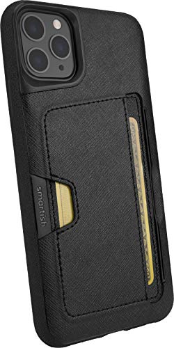 smartish Apple iPhone 11 Pro Max (6.5) Wallet Hülle - Wallet Slayer Vol.2 [Schlanke Handyhülle mit Kickstand] Karten-Fach (Silk) - Black Tie Affair schwarz