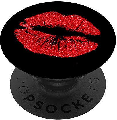 Rote Lippen, Lippenstift-Kuss PopSockets mit austauschbarem PopGrip