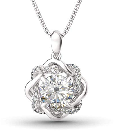 Jeulia Roségold Damen-Kette 925 Sterlingsilber Knoten der Liebe Anhänger Halskette Schmuck Geschenk für Damen (Silber)