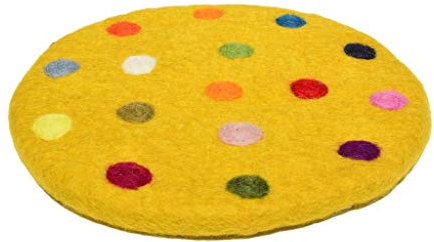 Frida Feeling Topfuntersetzer Spotty aus Filz mit bunten Tupfern | Ø ca. 20 cm (Grundfarbe: gelb)