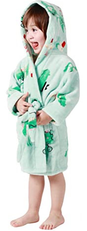 Taigood Kinder Bademantel Jungen Mädchen Hoodie Roben Kleinkind weichen Pyjamas Nachtwäsche- Gr. 4-5 Jahre, Grünes Krokodil