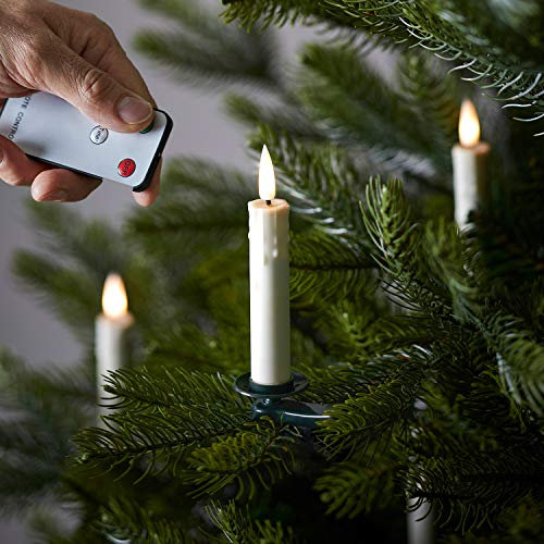 Lights4fun Set of 10 Ivory TruGlow® LED Candle Clips – Battery-Powered Flameless Christmas Tree Candles with Wireless Remote and Timer, Safe & Stylish Holiday Décor