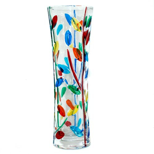 Venetian Emporium Vase en verre de Murano Fleur multicolore fait main Millefiori 19 cm