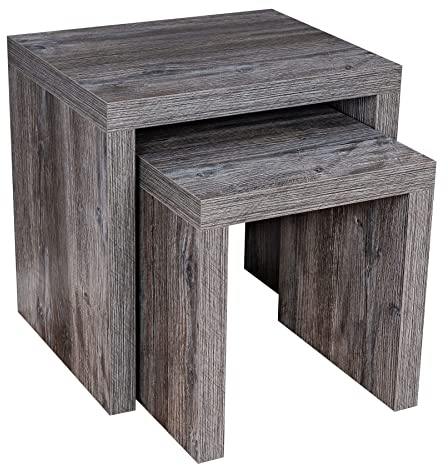 levandeo Couchtisch 2 Satztisch Holz 44x44x36cm Altholz Vintage Shabby Chic Tisch Beistelltisch Deko Sofatisch Ablage Fest Verleimt Keine Montage