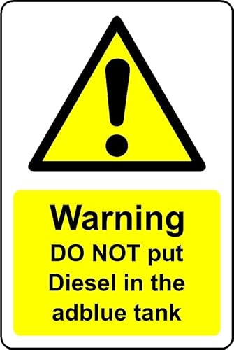 Warning do not Put Diesel in AdBlue Tank Safety Sign - Self Adhesive Sticker (300mm x 200mm)