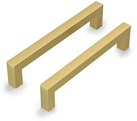 LONTON 2 Stück Möbelgriffe Gold Griffe 128mm lochabstand Küchengriffe Gold Griffe für Küchenschränke Schrankgriffe Goldene Griffe Kommode Messing Möbelgriffe Edelstahl