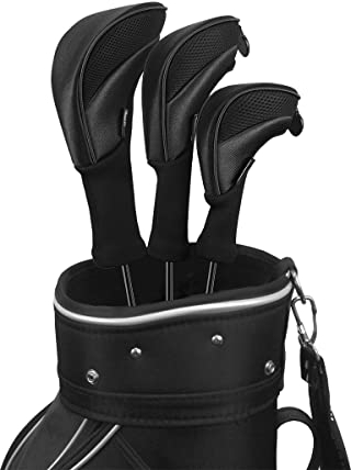 Scott Edward 3 Stück Golf Hybrid Schlägerhauben mit austauschbarem Nr. Tag, passend für Driver's Tunnel Hybrid Schläger 1, 3 und 5(schwarz)