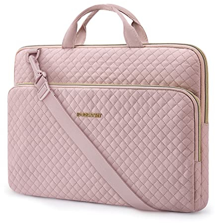 BAGSMART 15.6 Inch Laptop Case Sleeve Compatible with MacBook Pro 16 Inch,15.6 Inch HP,Dell,Acer Aspire,Asus Notebook, Lightweight Laptop Bag for Women with Shoulder Strap,Pocket,Handle, Pink