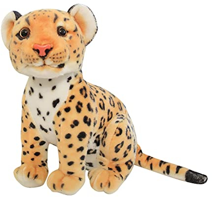 BYNYXI 27cm Plüschtier Leopard, Realistische Löwe Tiger Schwarzer Panther Schneeleopard Plüschtier Baby Stofftier Leopard Kuscheltier Leopard Weiche Plüschspielzeug Geschenk für Kinder Jungen Mädchen