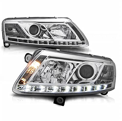 Led Tagfahrlicht Scheinwerfer Set in chrom für Audi A6 C6 4F 2004-2007