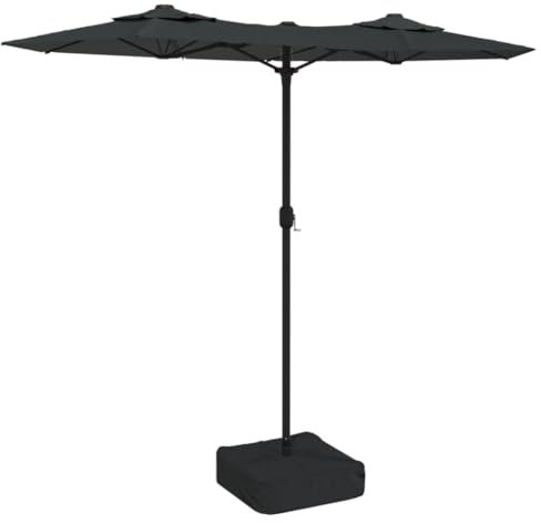 vidaXL Parasol de Jardin à Double Tête avec LED, Pare-soleil de Patio, Abri de Soleil, Parasol de Plage Terrasse Extérieur, Anthracite 316x145 cm