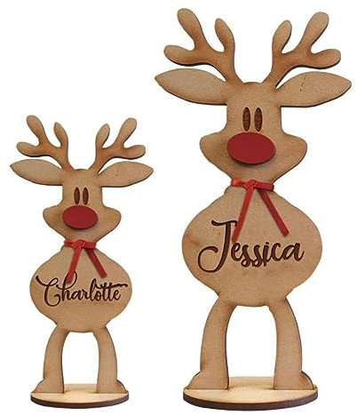 XEL Personalisiertes Freistehendes Rentier,Familien Weihnachtsdekoration,Holz Namen Tischdekoration,Weihnachtlicher Zierschmuck/Hochzeitsdekoration/Tischdekoration