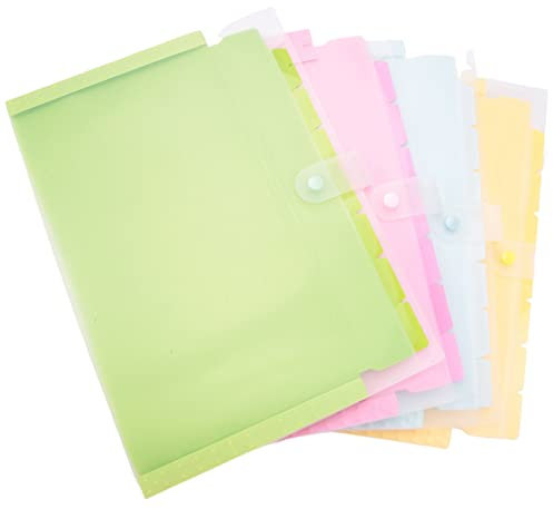 Obahdirry Fächermappe mit 8 Fächern, Akkordeon-Papier-Dokumenten-Organizer Ordnungssystem mit 28 Aktenordner-Etiketten für Schule und Büro, 4 Stück