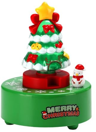 Amagogo Grüner Weihnachtsbaum Spieluhr Xmas Spieluhr Kreative Weihnachtsbaum Figur Geburtstagsgeschenk Drehbar für Desktop Dekoration, mit Licht