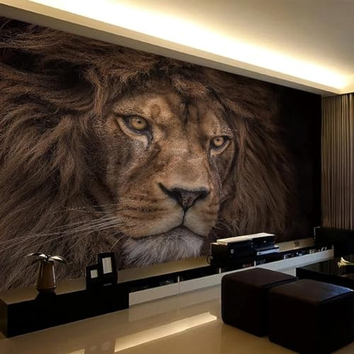 KoKoty Murale Papier Peint 3D Wallpaper lion animal sauvage-400 x 200 cm-Peinture Murale 3D Tapisserie Photo Poster Tableaux Muraux Salon Chambre Bureau Couloir Mural Décoration