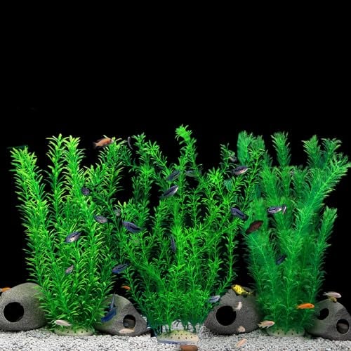 Ctpeng Aquarium Dekorationen 55cm ×10cm ×8cm,Fisch Tank Kunststoff Pflanzen Dekor Set 3 Stück,XXL künstliche Pflanzen Dekoration