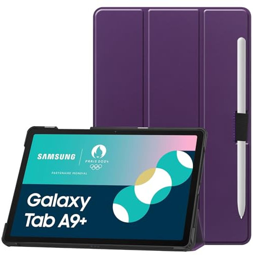 VOVIPO Custodia sottile per Samsung Galaxy Tab A9+ da 11 pollici 2023, super sottile e leggera, con supporto pieghevole in tre parti, con funzione di accensione/spegnimento automatico, per Galaxy Tab