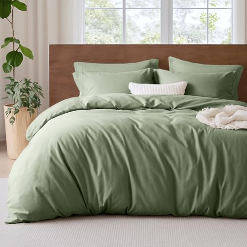 Lanqinglv Bettwäsche 155x220cm Grün 100% Weiche und Angenehme Mikrofaser Uni Einfarbig Bettbezug Deckenbezug mit Reißverschluss und Kissenbezüge 80x80cm