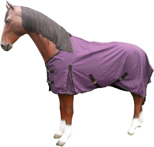 Brama-West Pferdedecke Regendecke -Rain- mit Highneck - 1680 DEN - wasserfest (Lila, 165)