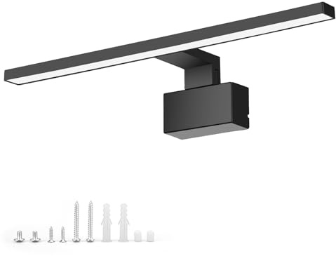 NBEASTKEY LED spiegelleuchte bad schwarz,45cm 8W | 230V 4000K IP44 Spiegellampen für das Bad, Spiegelleuchten, Wandleuchten für das Bad, Make-Up Licht Spiegel Lampe,Schwarz