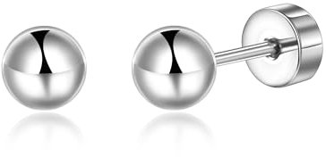 Titan Ohrringe Hypoallergen Damen Herren Mädchen G23 Titan Ohrstecker mit Schraubverschluss Kleine Zirkonia Ohrstecker 4mm CZ