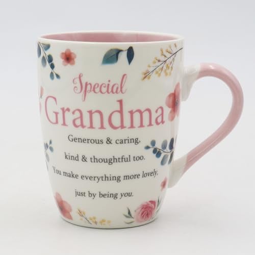 Grandma Mug - Thoughtful Gifts for Grandma - Quality Bone China Cup With Floral Sentimental Verse for Birthday, Christmas, Mother's Day