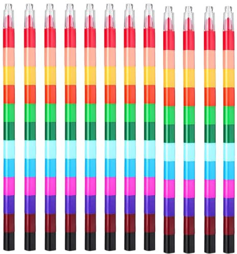 XUKZIMA 6 Stück Wachsmalstifte Mitgebsel, Stapelbare Buntstifte Kinder, ideal als Mitgebsel Kindergeburtstag, Kleine geschenke für Kinder und Mitbringsel Kindergeburtstag