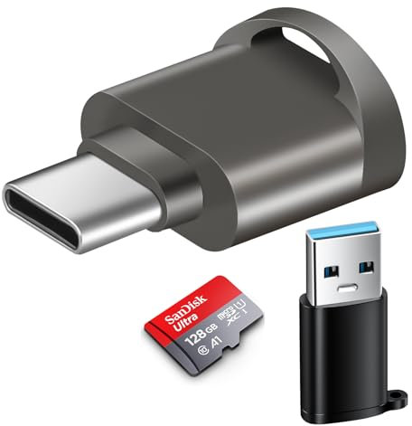 AXFEE Lecteur de Carte Micro SD, Adaptateur de Lecteur de Carte mémoire de USB C avec USB C a USB A, USB C vers TF, Micro SD SDXC SDHC, Convient pour Téléphones Galaxy, Ordinateurs Portables, MacBook