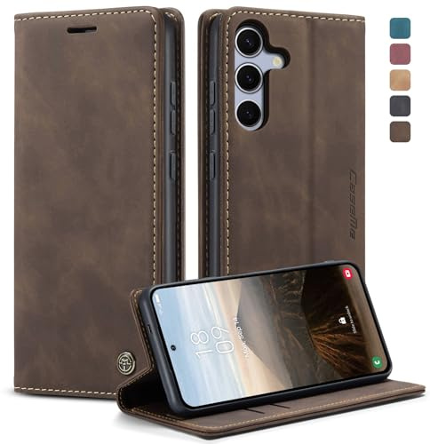 KZB für Samsung Galaxy S25 Hülle, Magnet Leder Klapphülle Stoßfest | Retro PU Leder, 2 Kartenfach, Standfunktion, Schutzhülle, Flip Case, Handyhülle für Galaxy S25 5G 6,2'', Kaffee