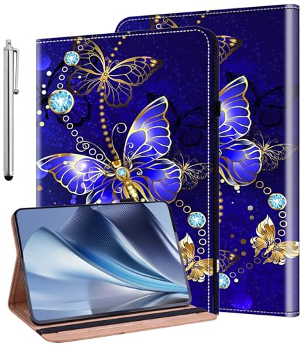 KEDBBAO Case for Samsung Galaxy Tab A11 Plus A11+ 2025/ A9 Plus A9+ 11 Inch 2023, Stylus Holder Flip Wallet Leather Shockproof Tablet Cover, Diamond Butterfly