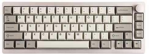 EPOMAKER P65 Teclado Inalámbrico de Aluminio con QMK/Via para Juegos, con N-Key Rollover, Gasket, Bluetooth/2.4Ghz/USB(A a C), Hot Swappable para Mac/PC/PS/Xbox (Blanco Retro, Zebra Switch)