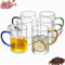 ANWONE Lot de 6 verres à café, transparents, 315 ml, avec poignée colorée, tasses à café, latte macchiato, tasses à thé, pour fête et restaurant