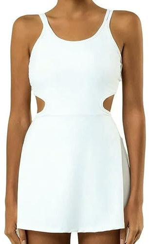 USADRETTYK Tenniskleid Tenniskleid Frauen Ärmellose Sportkleider Laufen Fitness Badminton Anzug-Weiss-S