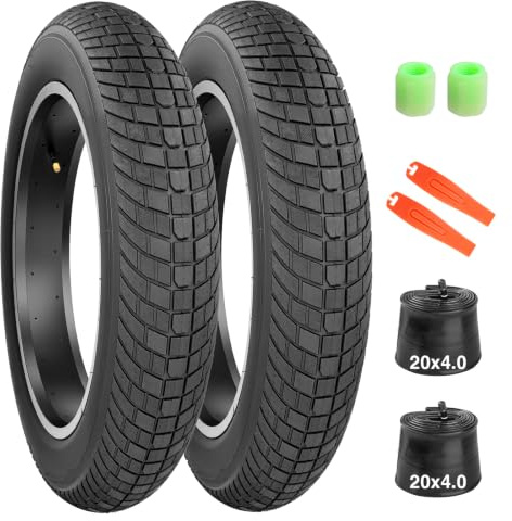 GRELiving 1/2-Set 20x4.0 Zoll Heavy Duty E-Bike Reifen 98-406 30TPI Fahrradmantel mit Anti-Rutsch-Profil Für Elektrofahrräder/Fat Bike/MTB