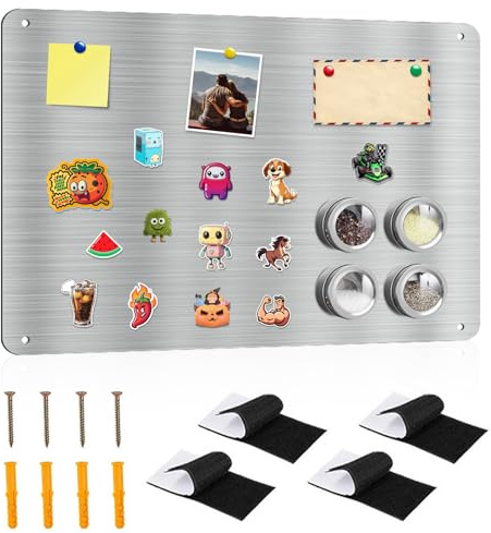 CEWROM Magnetwand Magnettafel 43 X 30cm, Magnetisches Alurahmen Magnet Aluminiumrahmen Magnetisches Whiteboard kratzfest Edelstahl Selbstklebend für Tafel Büro Küche Kühlschrank