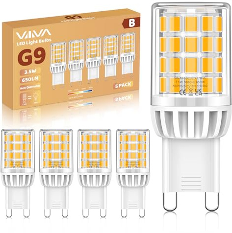 G9 LED Lampen Warmweiß 2700K, 3.5W, 650LM Energieeffizienz der Klasse B | Ersatz für 50W Halogenlampe, G9 LED Leuchtmittel, Nicht Dimmbar, 360° Strahl, AC 220-240V, Energiesparende Glühbirne-5 Stück