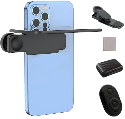 Smart Phone Camera Mirror Reflection Clip Kit, Mirror Effect Lens - Capture Stunning Reflections Instantly, Adjustable Portable HD Glass Photography Flip Mirror for iPhone Camera (Black)