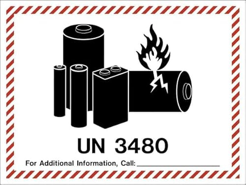 Warning Sign: Class 9 Battery Lithium Ion UN3480, Metal Sign for Home Business Public Use, suitable for battery storage 12x8 Inch