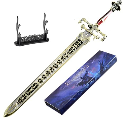 Huadafun Elden Ring Sword of Night and Flame Replica 11.8 Full Metal Model with Display Stand, Desk Decoration, Gaming Collectable and Gift for Fans