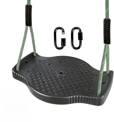 Dakzhou Schaukel, Schaukelsitz Outdoor Indoor bis 90kg, Schwarz | Höhenverstellbare Schaukel mit Karabinern, Rutschfester Schaukelbrett für Kinder, Erwachsene zum Schaukeln
