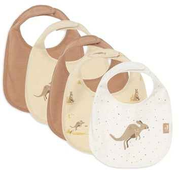 Jollein Lätzchen Baby – Kangaroots – 5er Pack – Lätzchen Wasserdicht – Mit Klettverschluss – Babylatz – Sabberlätzchen Baby