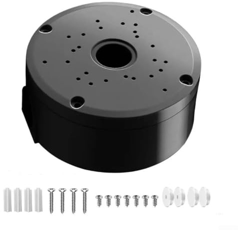 CCTV Camera Junction Box 120x120x54mm, Weatherproof Outdoor/Indoor Mounting Enclosure with Deep Base for IP Dome Cameras, Black Plastic Security Camera Cable Concealment Box for Wall/Ceiling Mount