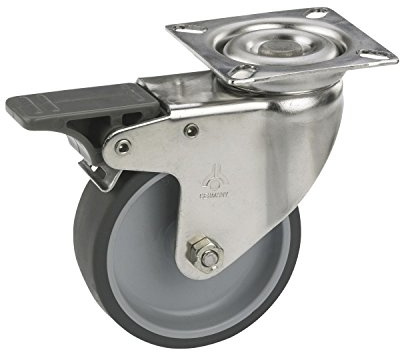 Dörner + Helmer 771160 Lenkrolle mit TPE Lauffläche 50 x 18mm/Platte 55 x 55mm mit Feststeller