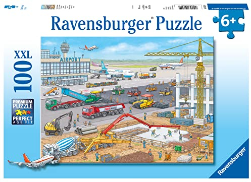 Ravensburger Kinderpuzzle - 10624 Baustelle am Flughafen - Puzzle für Kinder ab 6 Jahren, mit 100 Teilen im XXL-Format